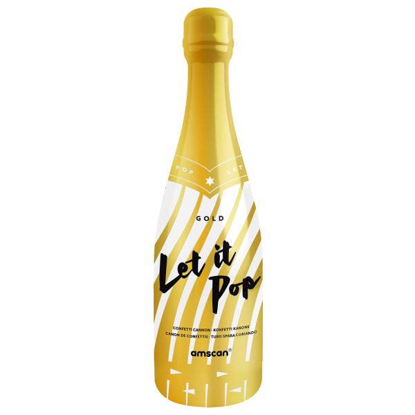 Konfettikanone Flasche gold rechteckige Folie 32cm