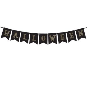 PartyDeco Banner Halloween, Schwarz 2,5m