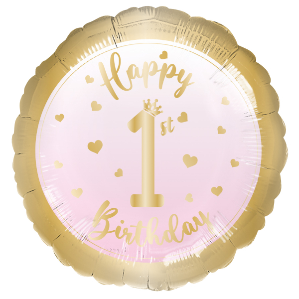Folienballon - 1st Birthday Girl Foil Balloon 43 cm