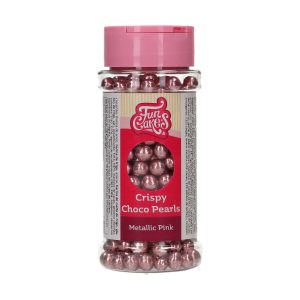 FunCakes Knusprige Choco Perlen – Metallic Pink 60g