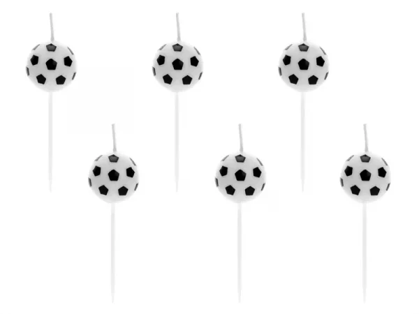 6 Fußball Tortenkerzen, 2,5cm