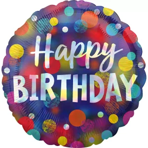 Standard Iridescent HBD Party Dots Folienballon 43 cm