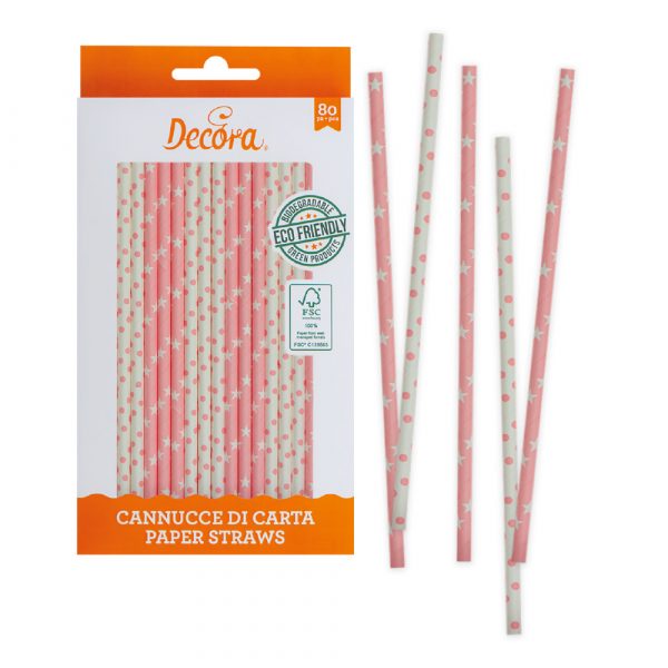 DECORA Strohhalme Papier 80Stück