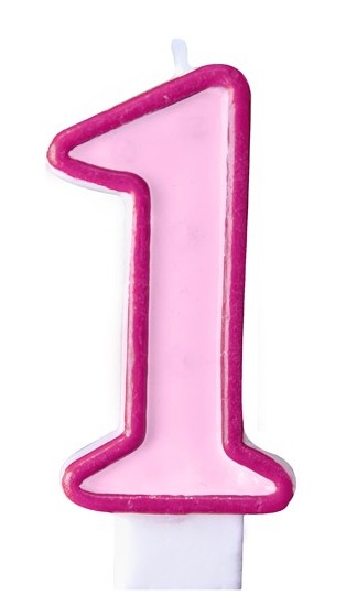 Candelina Kerze "1" rosa 6cm