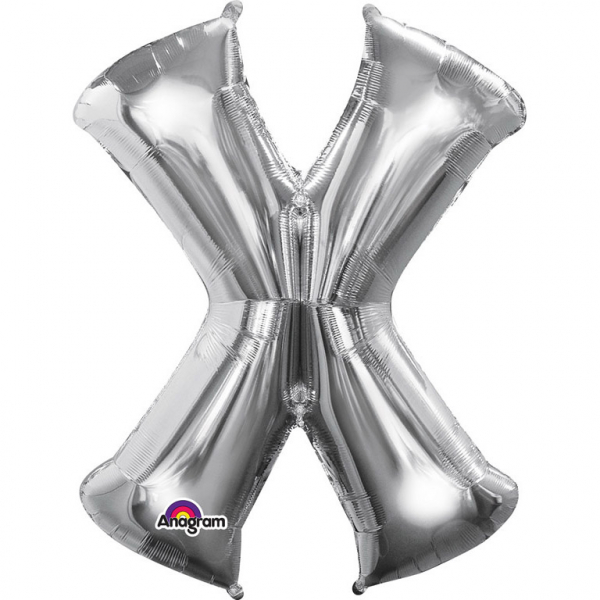 Folienballon SuperShape Buchstabe X Silber, 68cm x 88cm