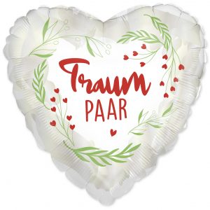 Herz Traumpaar - weiß/rot Herzballon 46cm