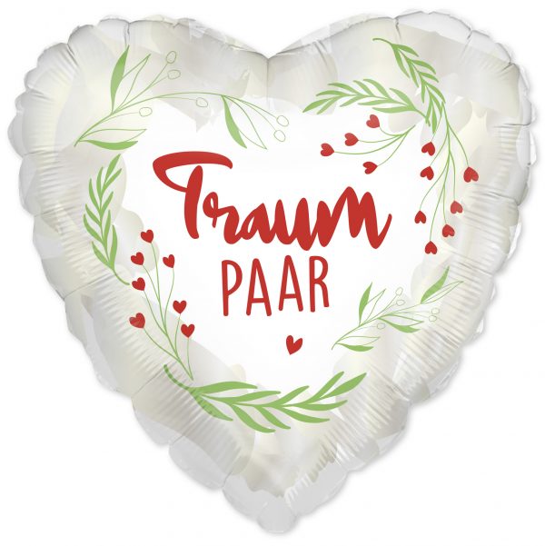 Herz Traumpaar - weiß/rot Herzballon 46cm
