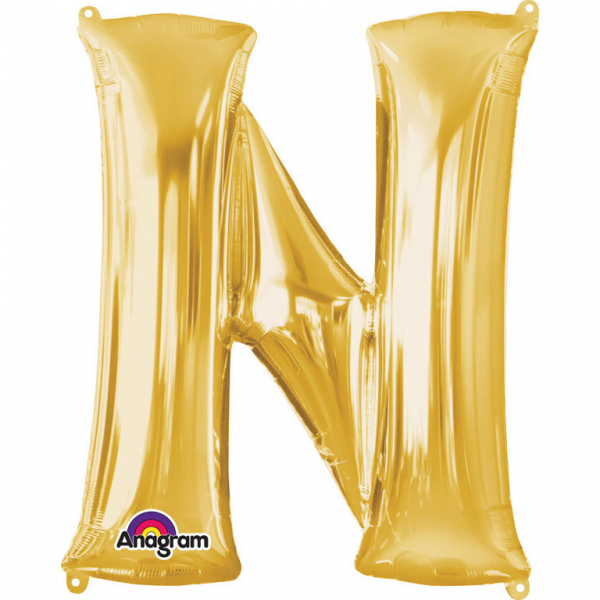 Folienballon SuperShape Buchstabe N Gold, 60cm x 81cm