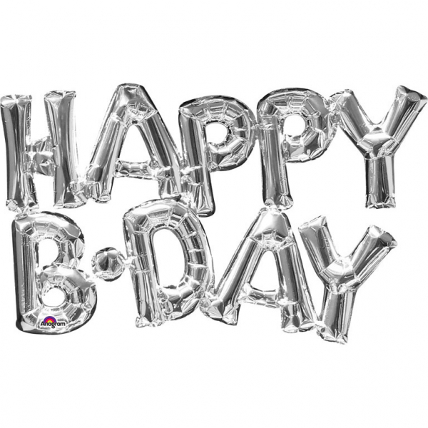Air Filled Folienballon "Happy BDAY" Silber