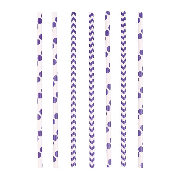 Papier Trinkhalme 19,5cm lila 24Stk