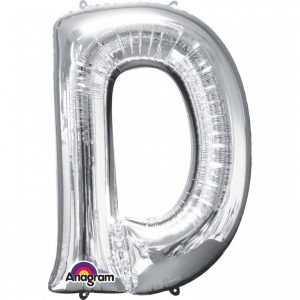 Folienballon SuperShape Buchstabe D Silber, 60cm x 83cm