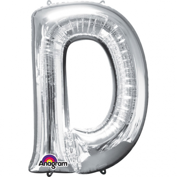 Folienballon SuperShape Buchstabe D Silber, 60cm x 83cm