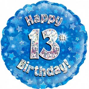 Happy 13. Birthday! Blue Holographic Folienballon