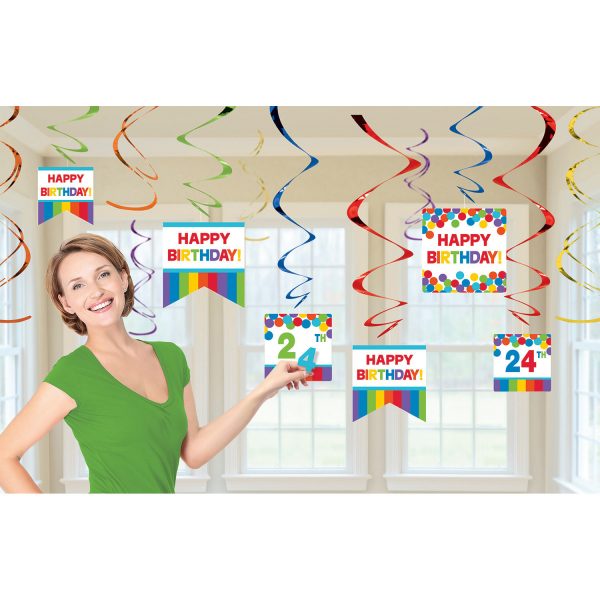 12 Deko-Spiralen Birthday Accessories - Primary Rainbow Folie / Papier