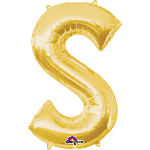 Folienballon SuperShape Buchstabe S Gold, 53cm x 88cm