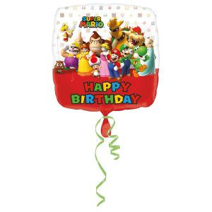 Folienballon Standard Mario Bros Happy Birthday, 43cm