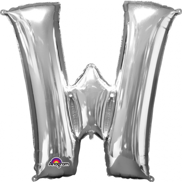 Folienballon SuperShape Buchstabe W Silber, 71cm x 83cm