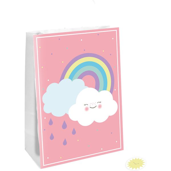 4 Geschenktüten Papier Regenbogen/Wolke