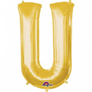 Folienballon SuperShape Buchstabe U Gold, 58cm x 83cm