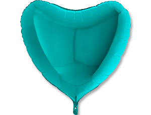 Folienballon "Herz" turkis metallic 91cm