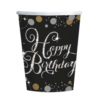 Becher Happy Birthday Sparkling Gold