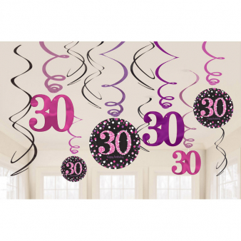 Deko-Spiralen 30 Sparkling Celebration Pink