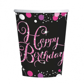 Becher Happy Birthday Sparkling Pink