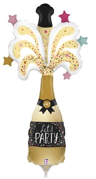 Air filled Folienballon "Let´s Party" Sektflasche