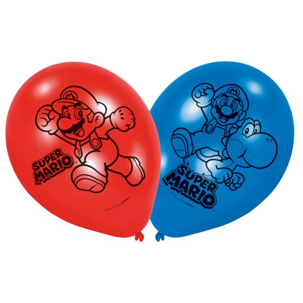 6 Latexballons Super Mario 22,8 cm/9''