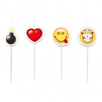 4 Mini-Figurenkerzen Smiley Emoticons