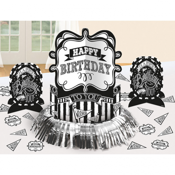 Tischdekoration Centrepiece Birthday - Black & White 32cm