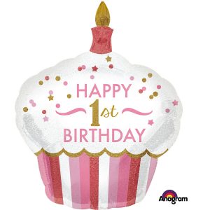 Folienballon Super Shape"1st Birthday Cupcake Girl"