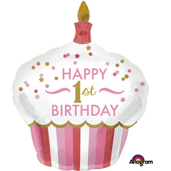 Folienballon Super Shape"1st Birthday Cupcake Girl"
