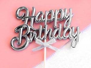 Cake-Masters Cake Topper Happy Birthday silber 3D