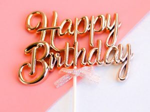 Cake-Masters Cake Topper Happy Birthday gold 3D