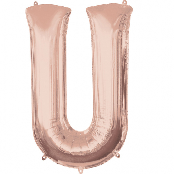 Folienballon SuperShape Buchstabe U Rose-Gold, 58cm x 83cm