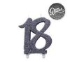 Candelina Kerze "18" schwarz Glitzer 10cm