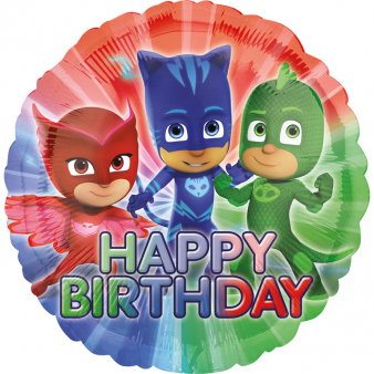 Standard "PJ Masks Happy Birthday" Folienballon Rund, 43cm
