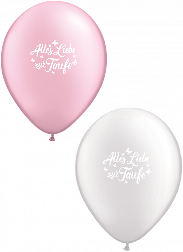6 Latexballons "Alles Liebe zur Taufe" rosa/weiß