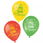 6 Latexballons Happy Birthday 22,8 cm/9''