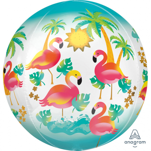 Folienballon Orbz "Let's Flamingle" 38 x 40 cm