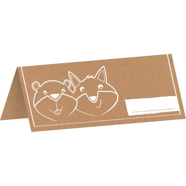 8 Tischkarten Fuchs & Biber 5 x 10 cm