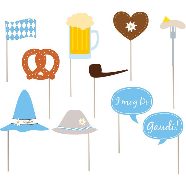 Fotorequisiten-Set Oktoberfest Papier / Holz 10-teilig 28,5 x 15,3 cm