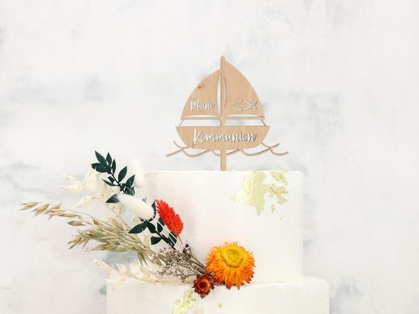 Cake Topper Kommunion Holz - Schiff