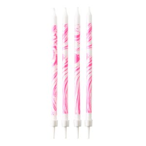 12 Kerzen Geburtstag marmoriert pink Höhe 12 cm
