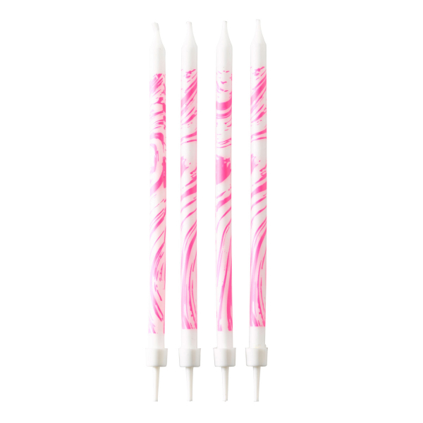 12 Kerzen Geburtstag marmoriert pink Höhe 12 cm