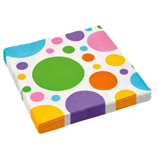 20 Servietten Dots & Chevron regenbogenfarben