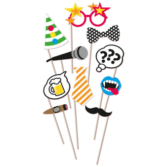 Fotorequisiten-Set Party Papier / Holz 10-teilig 26 x 15,9 cm