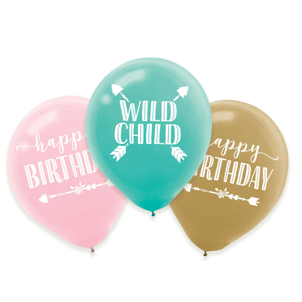 6 Latexballons Boho Birthday Girl 27,5 cm