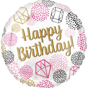 Standard Happy Birthday Gems Folienballon 43 cm